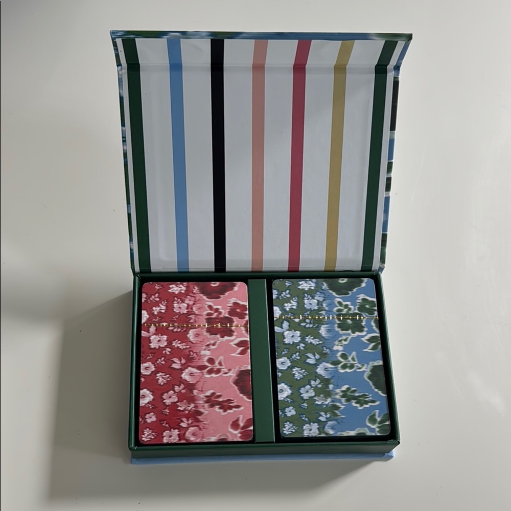 Floral Playing Card Set in Pink and Green